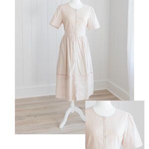 Cream Midi Short-Sleeved Dress